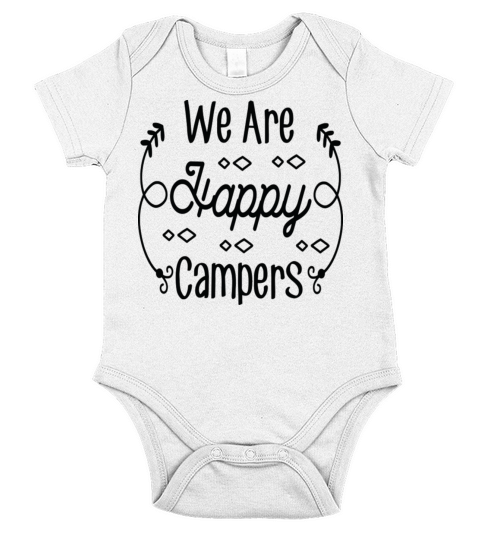 We Are Happy Campers Funny Summer Quote Short Sleeve Baby One-Piece