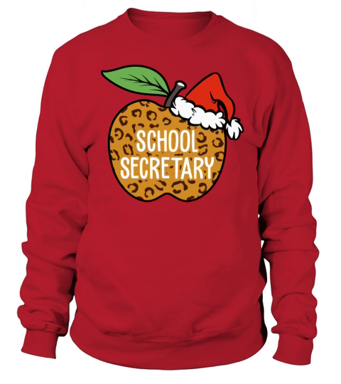 School Secretary Leopard Apple Santa Hat Sweatshirt Unisex