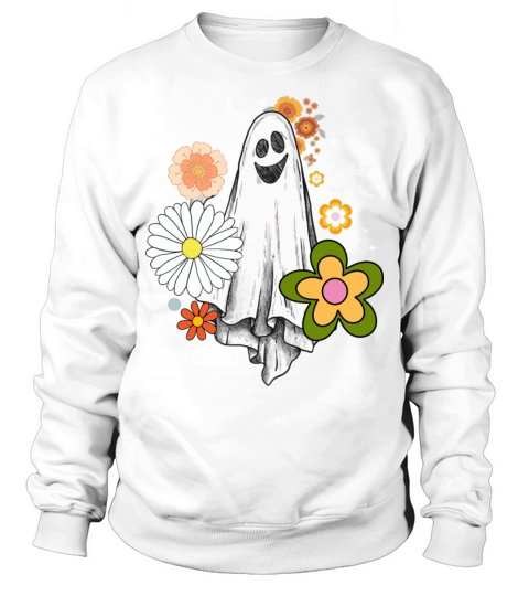 Vintage Floral Ghost Cute Halloween Costume Funny Sweatshirt Unisex