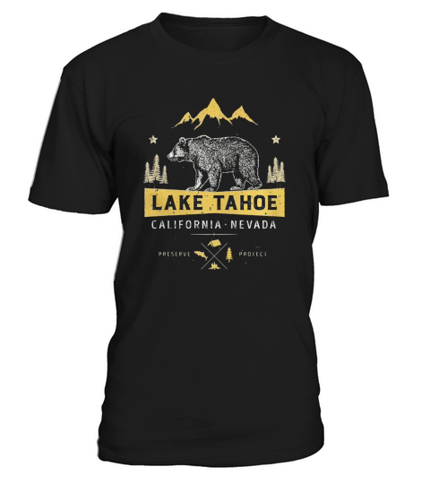 lake tahoe california nevada vintage bear t shirt men women r98 Black T-Shirt Unisex