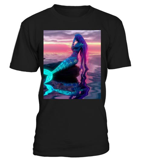 Mermaid Portrait Vaporwave Outrun 80s Reflecting T-Shirt Unisex