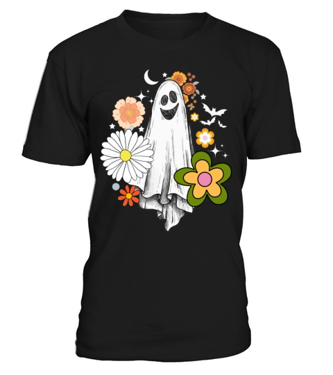 Vintage Floral Ghost Cute Halloween Costume Funny T-Shirt Unisex