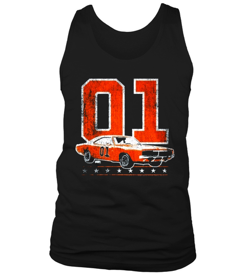 DUKES OF HAZZARD GENERAL LEE 2 COLOR VINTAGE ON ORANGE Tank Top Unisex