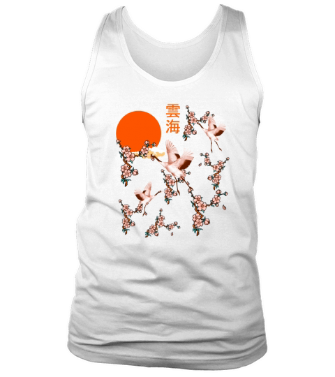Japanese sea of clouds with a swan and sun Tank Top Unisex