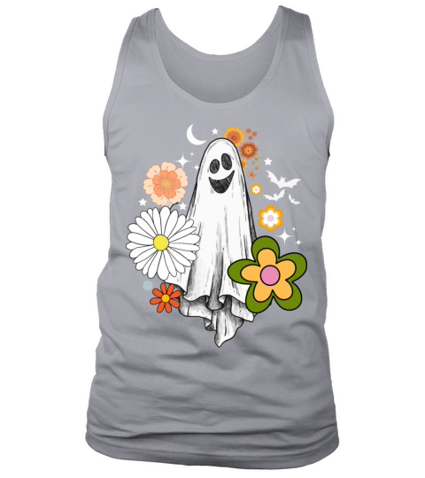 Vintage Floral Ghost Cute Halloween Costume Funny Tank Top Unisex