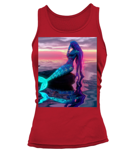 Mermaid Portrait Vaporwave Outrun 80s Reflecting Tank top Woman