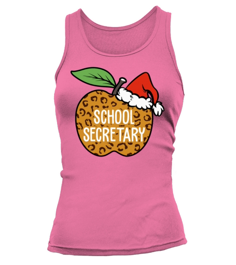 School Secretary Leopard Apple Santa Hat Tank top Woman