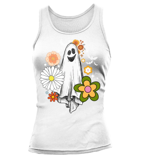 Vintage Floral Ghost Cute Halloween Costume Funny Tank top Woman