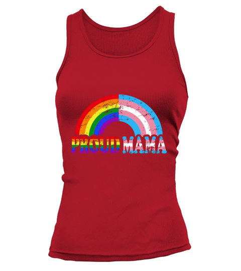 Vintage Proud Mama Flag Rainbow LGBT Transgender Pride Month shirt Tank top Woman