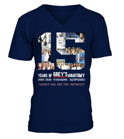15 Years Of Grey Anatomy Thank You For The Memories V-Neck T-shirt