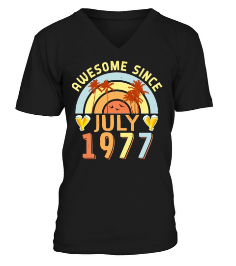 1977 July Vintage V-Neck T-shirt