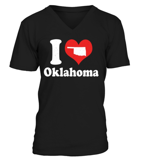 America Citizen US State Love I Heart Oklahoma V-Neck T-shirt