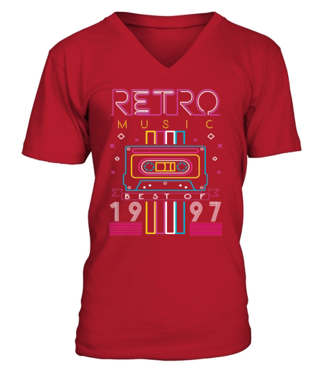 Best Of 1997 Retro Cassette Vintage Birthday V-Neck T-shirt