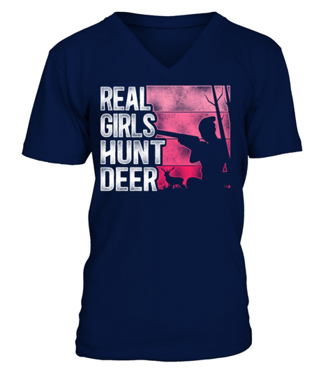 Buck Deer Hunting Hunter Girl V-Neck T-shirt