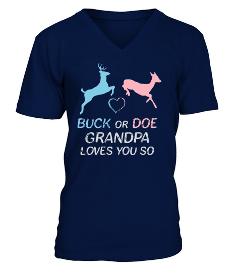 Buck or Doe Baby Gender Reveal Grandpa V-Neck T-shirt
