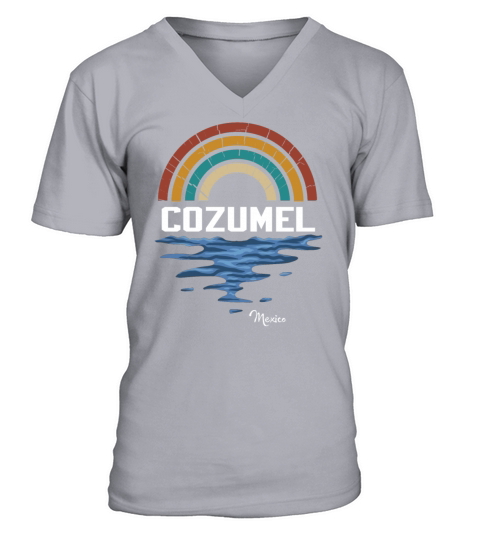 Cozumel Mexico Vintage Sunset V-Neck T-shirt