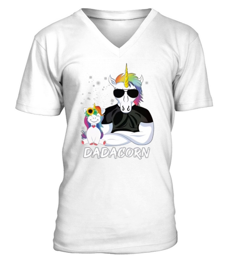 Dadacorn Muscle Unicorn Dad And Daughter shirt V-Neck T-shirt