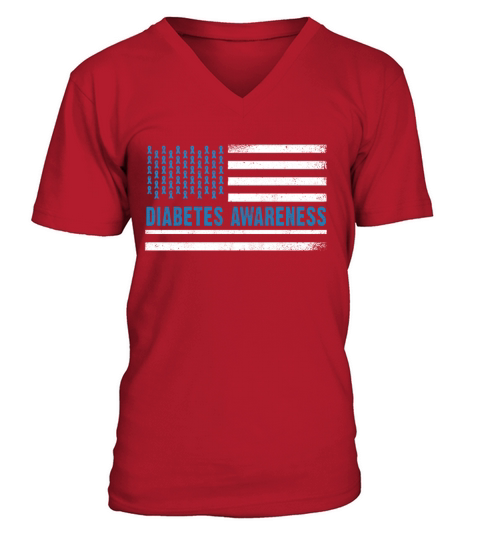 Flag November Diabetes Awareness Month V-Neck T-shirt