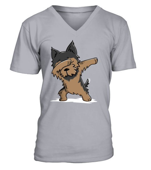 Funny Yorkie Dab Shirt V-Neck T-shirt
