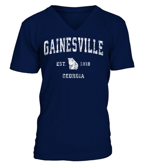 Gainesville Georgia Ga Vintage Athletic Sports Des V-Neck T-shirt