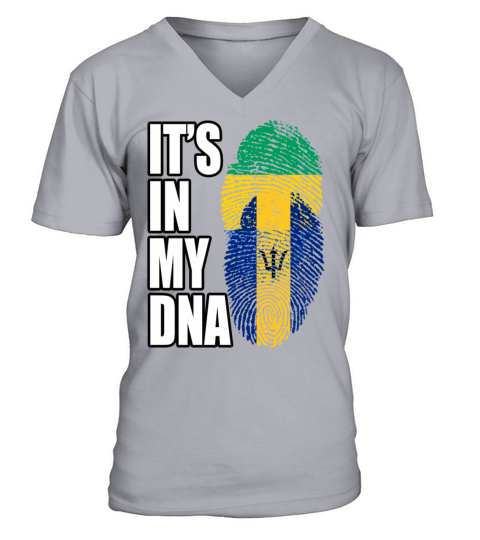 Gambian And Barbadian Mix Heritage DNA Flag V-Neck T-shirt