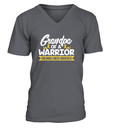 Grandpa of A Warrior Childhood Cancer Awareness V-Neck T-shirt