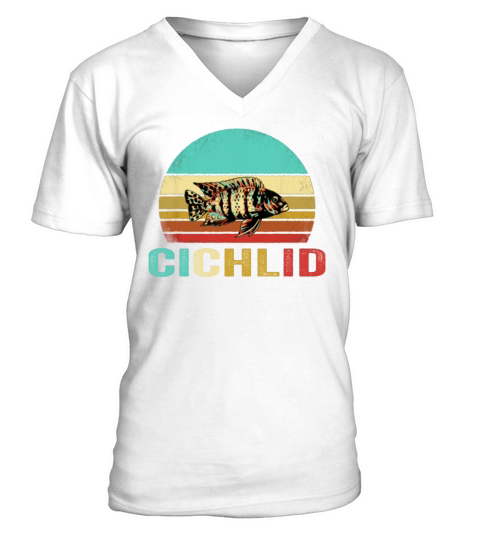 Hot Vintage Cichlid Sunset V-Neck T-shirt