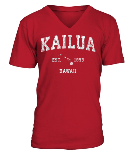 Kailua Hawaii Hi Vintage Athletic Sports Design V-Neck T-shirt