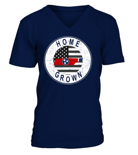 Land Map America US Flag Home Grown Tennessee V-Neck T-shirt