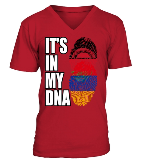 Malawian And Armenian Mix Heritage DNA Flag V-Neck T-shirt