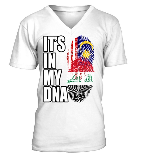 Malaysian And Iraqi Mix Heritage DNA Flag V-Neck T-shirt