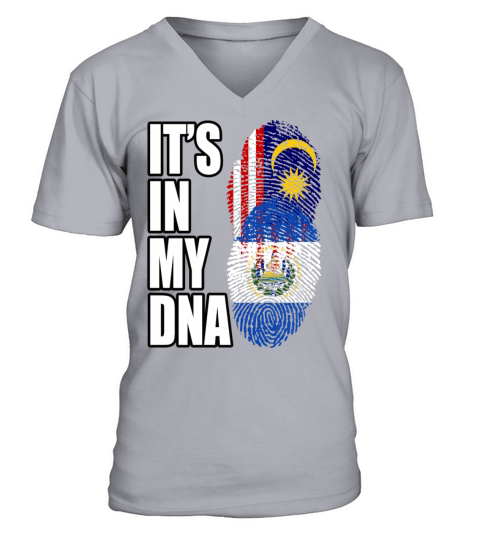 Malaysian And Salvadoran Mix Heritage DNA Flag V-Neck T-shirt