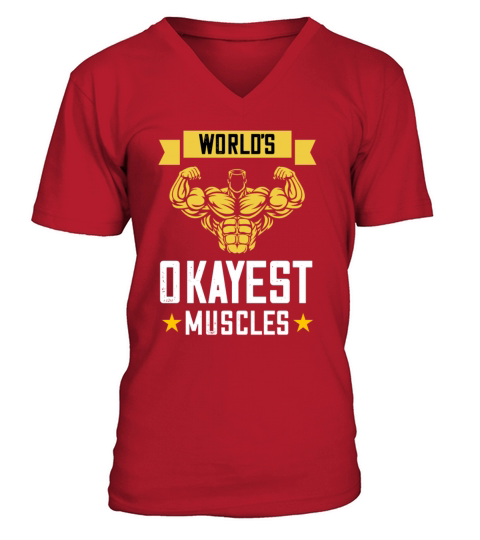Men s Worlds Okayest Muscles V-Neck T-shirt