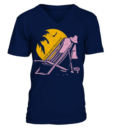 Outer Banks Beach Bum OBX Pink Vintage V-Neck T-shirt