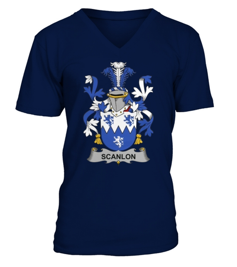 Scanlon Family Crest Irish Family Crests II V-Neck T-shirt