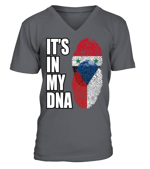 Syrian And Czech Vintage Heritage DNA Flag V-Neck T-shirt