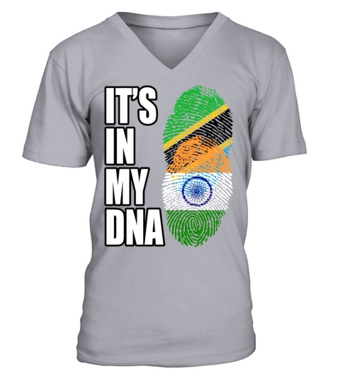 Tanzanian And Indian Vintage Heritage DNA Flag V-Neck T-shirt