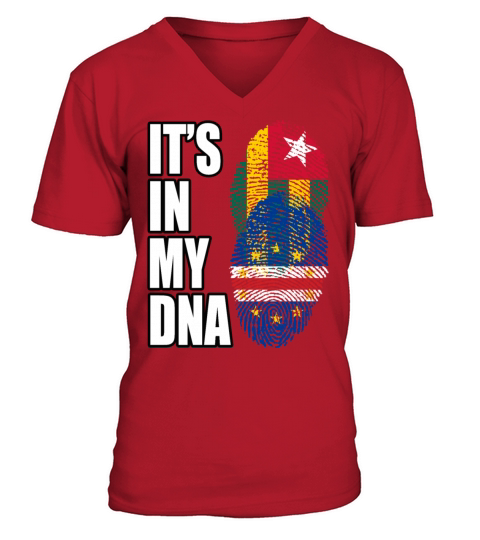 Togolese And Cabo Verdean Mix Heritage DNA Flag V-Neck T-shirt