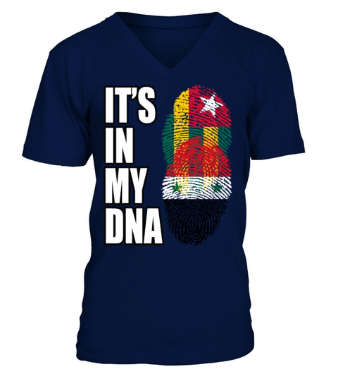 Togolese And Syrian Mix Heritage DNA Flag V-Neck T-shirt