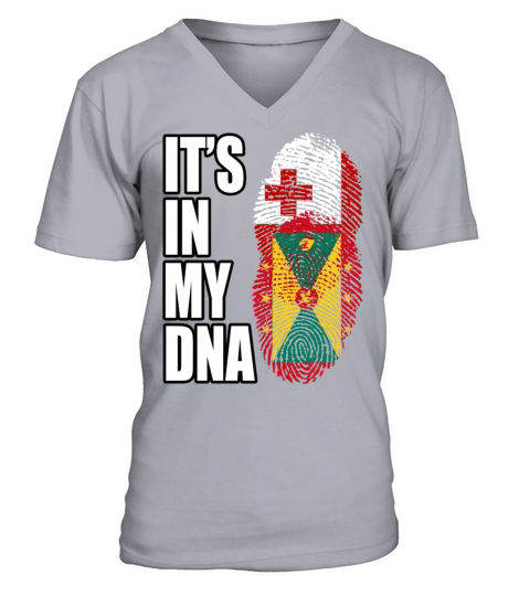 Tongan And Grenadian Mix Heritage DNA Flag V-Neck T-shirt