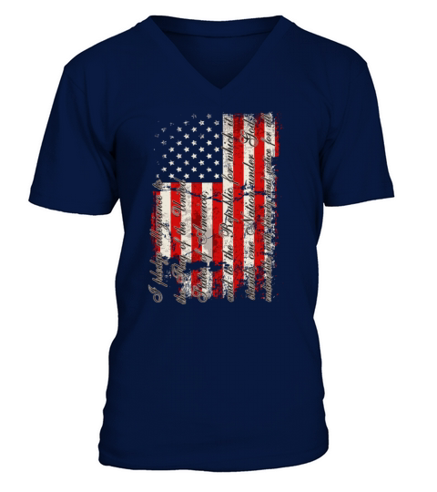Vintage American Flag Pledge Of Allegiance V-Neck T-shirt