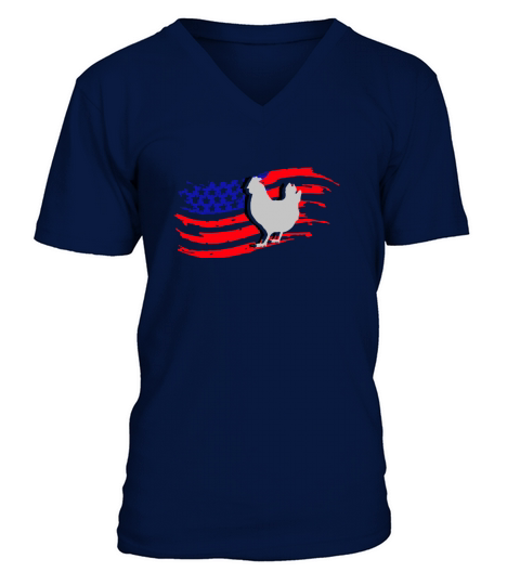 Vintage Farm Chicken 4Th Of July American Flag shirt V-Neck T-shirt