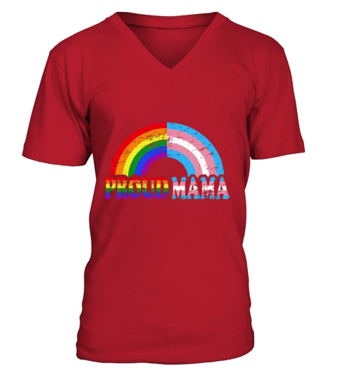 Vintage Proud Mama Flag Rainbow LGBT Transgender Pride Month shirt V-Neck T-shirt