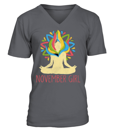 Yoga Mandala Meditation Birth Born Month November V-Neck T-shirt