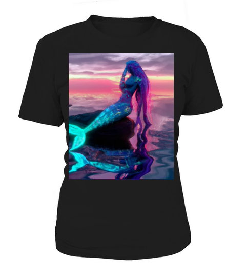 Mermaid Portrait Vaporwave Outrun 80s Reflecting Women's T-Shirt