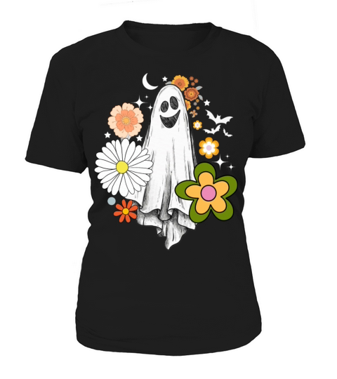 Vintage Floral Ghost Cute Halloween Costume Funny Women's T-Shirt
