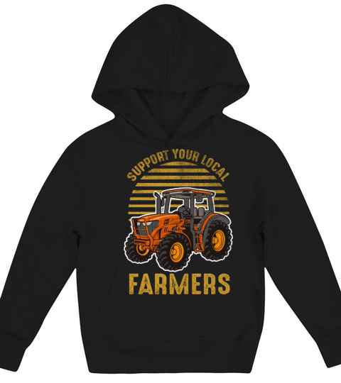 Support Your Local Farmers Distressed Quote Vintag Kids Hoodie