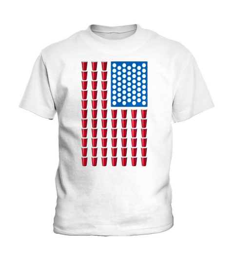Beer Pong Drinking Game American Flag Kids T-Shirt