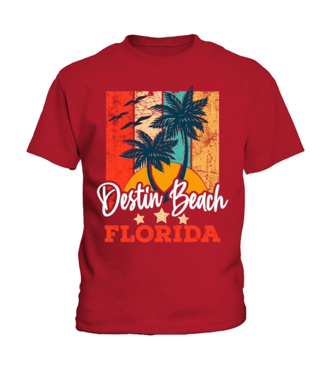 Destin Beach Vibes Florida Summer Vintage Sunset Kids T-Shirt