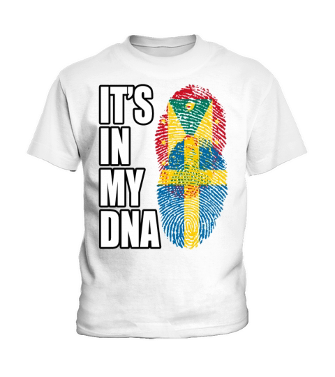Grenadian And Swedish Mix Heritage DNA Flag Kids T-Shirt
